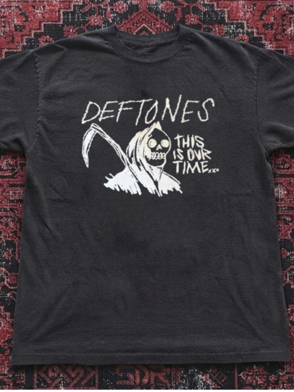 Gildan Black Tee with White Deftones Graphic - "This Is Our Time"
